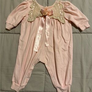 Sweet Baby Jess vintage pink flower baby onesie six months